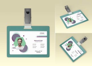 Free ID Card With Holder Clip Mockup PSD