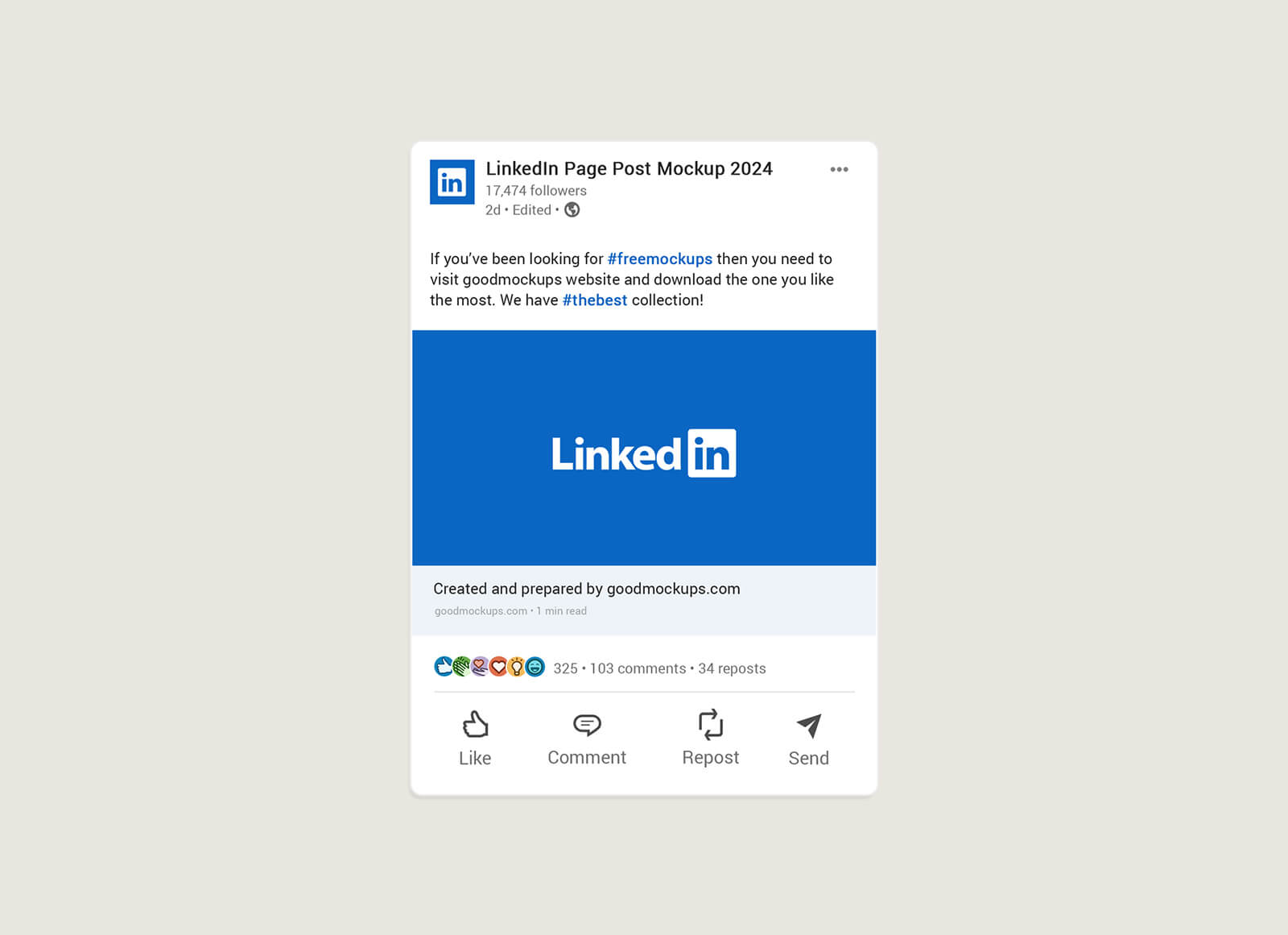 Free LinkedIn Page Post Mockup PSD 2024 - Good Mockups