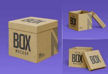 Free Open Kraft Gift Box Mockup PSD
