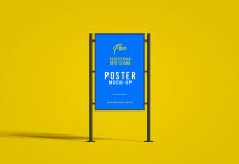 Free Pedestrian Info-Stand Poster Mockup PSD