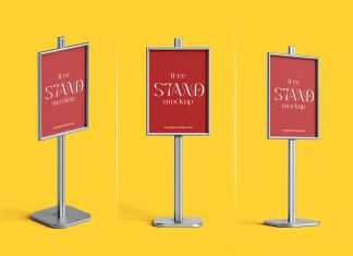 3 Free Information Poster Stand Mockup PSD Files (1)