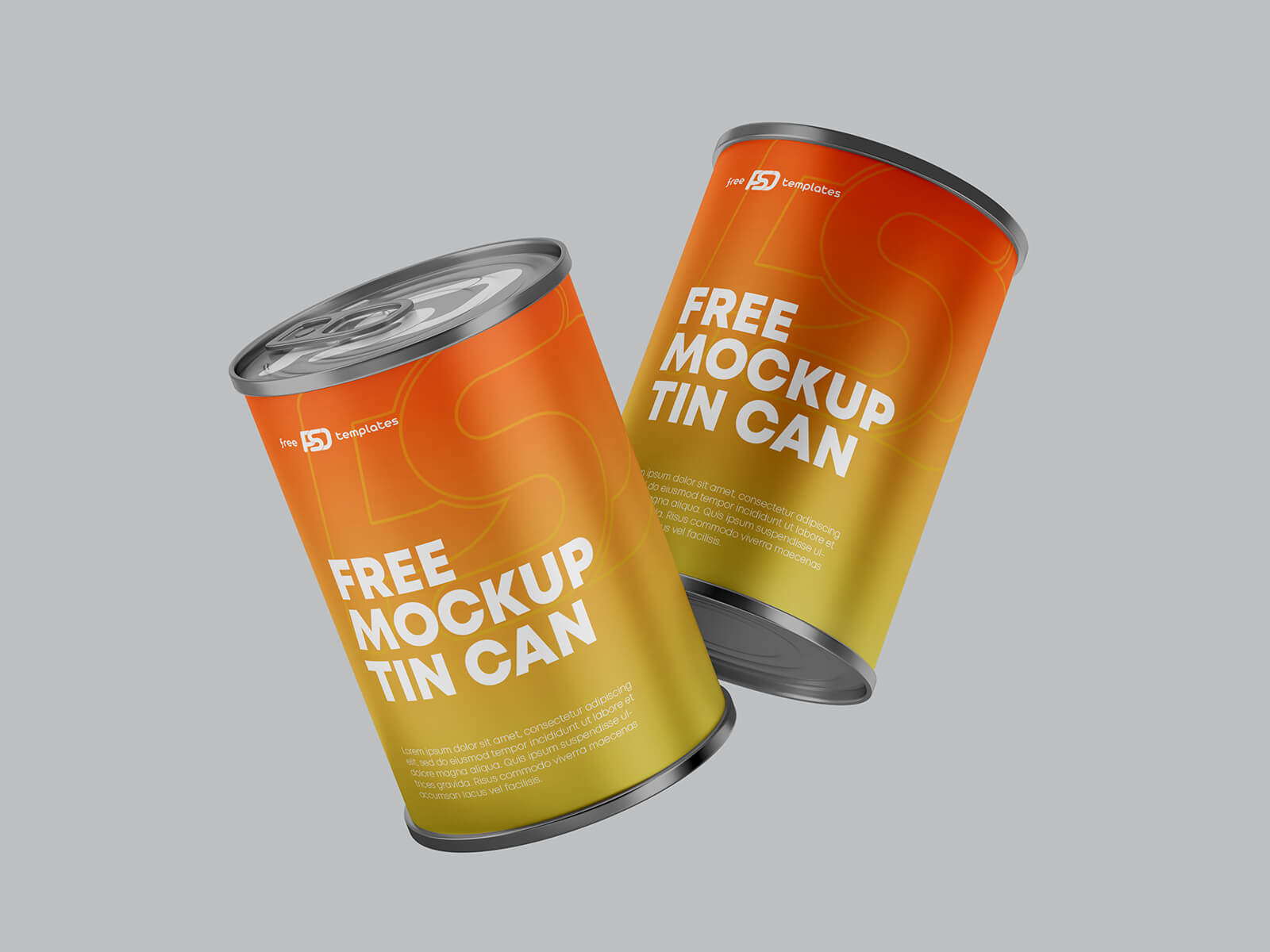 3 Free Premium Food Tin Can Mockup PSD