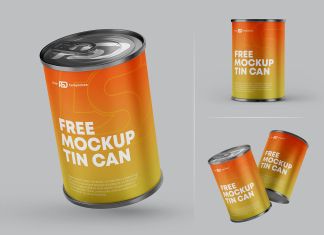 3 Free Premium Food Tin Can Mockup PSD