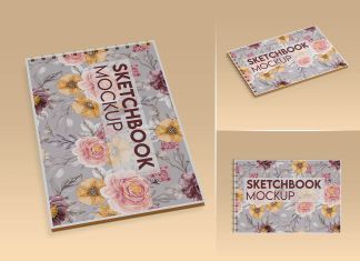 3 Free Sketchbook Mockup PSD