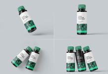 4 Free Plastic Ink Liquid Bottle Mockup PSD Files