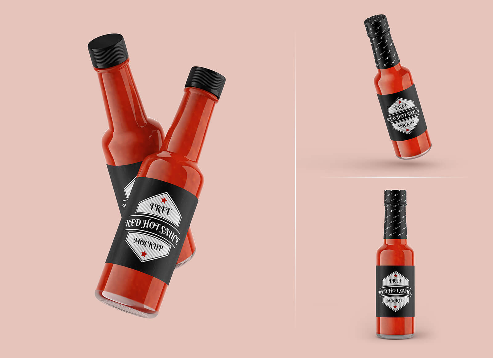 Free Chili Pepper Hot Sauce Bottle Mockup PSD Set - Good Mockups