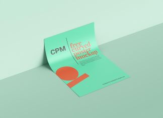 Free Curved Paper Poster Mockup PSD