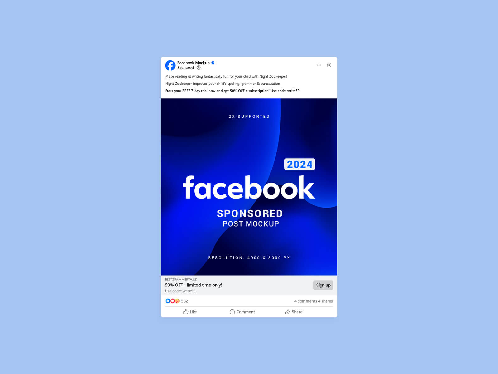 Free-Facebook-Sponsored-Ad-Page-Post-UI-Mockup-PSD-2024