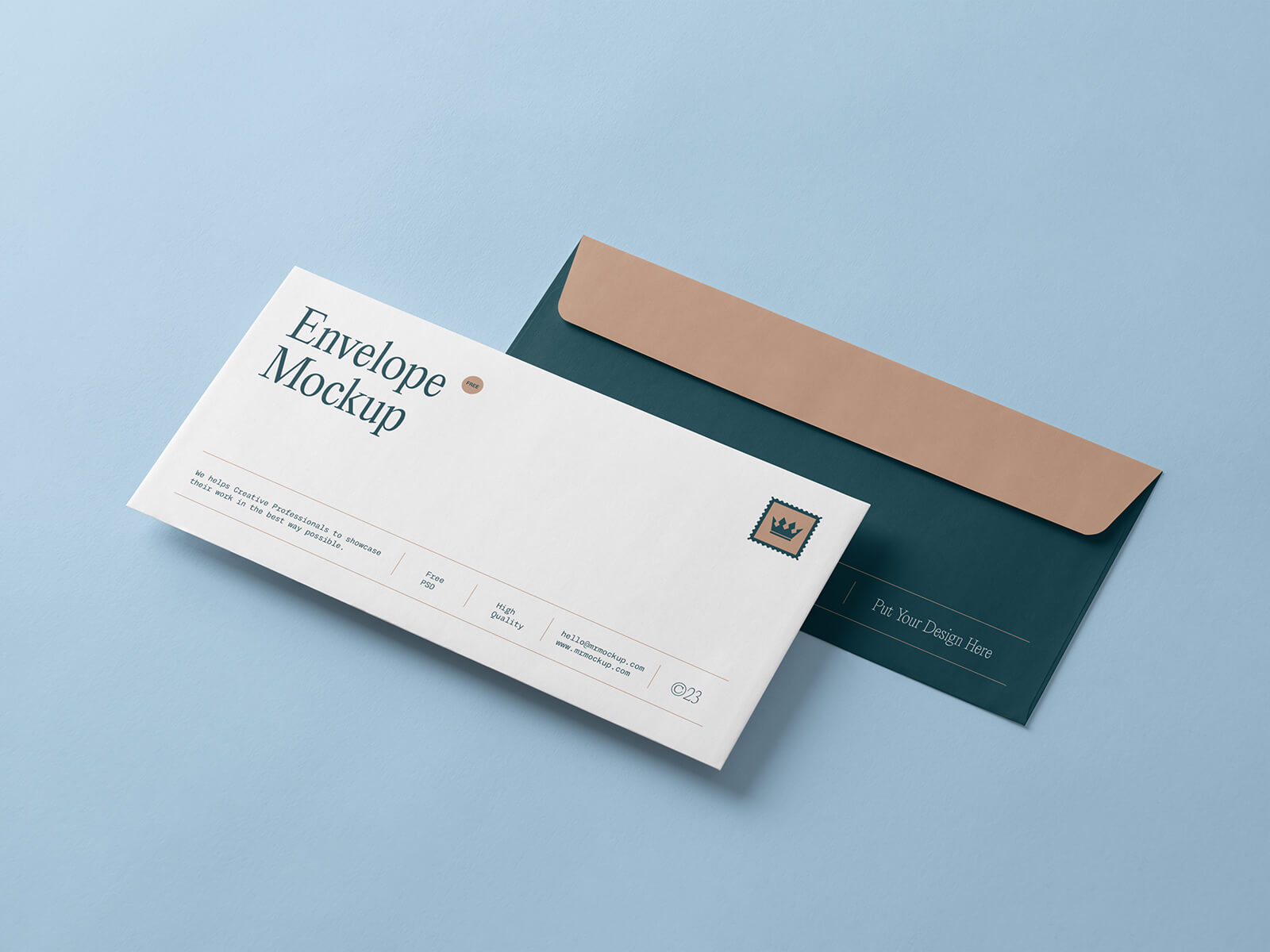 Free Front / Back Luxury DL Business Envelope Mockup PSD