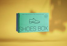 Free Gravity Shoe Box Mockup PSD