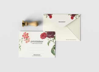 Free Invitation Card With Stamp Mockup PSD