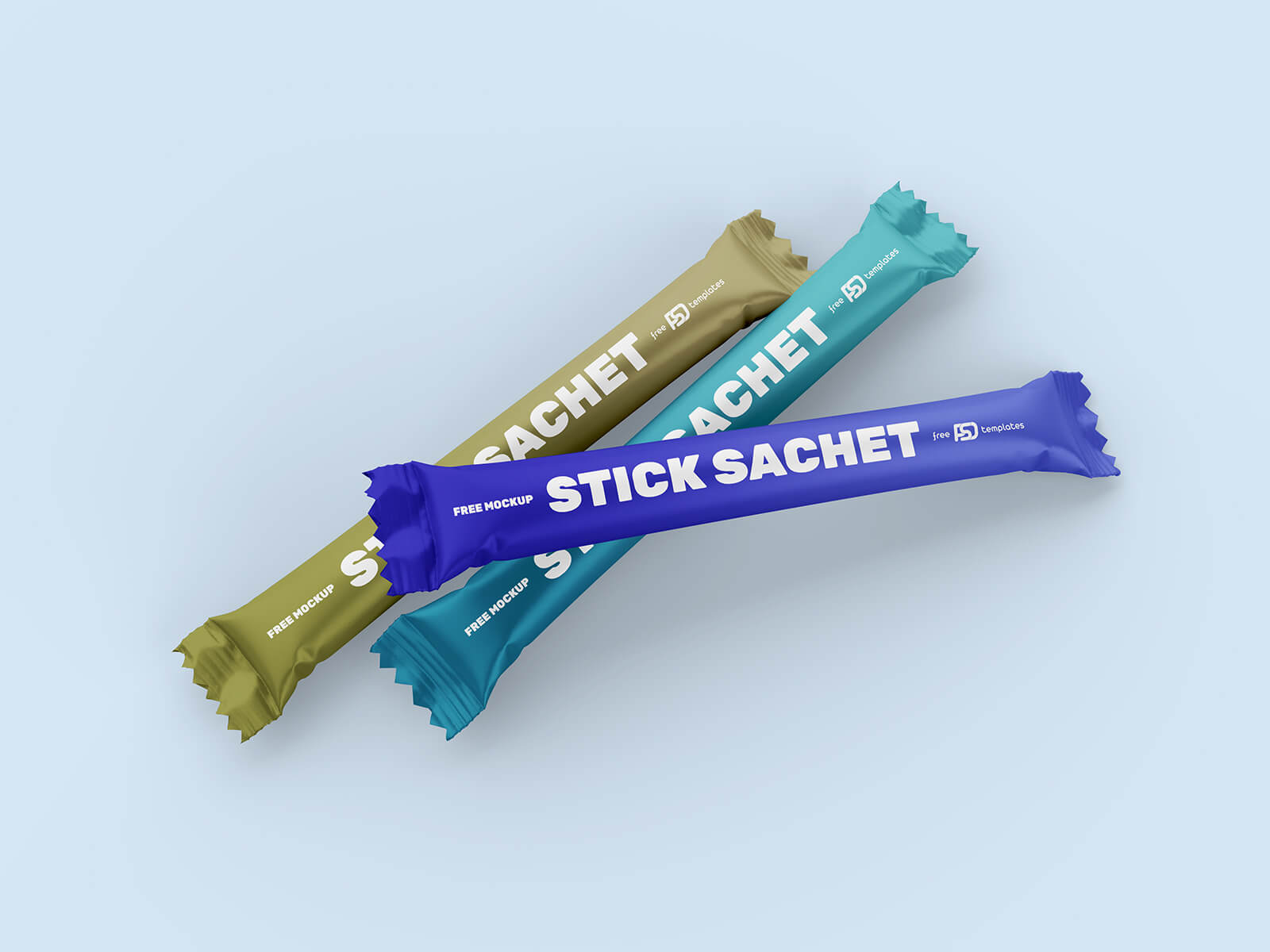 Free Long Stick Sachet Packaging Mockup PSD Set