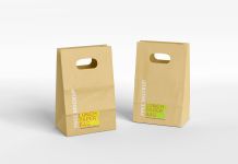 Free Lunch Disposable Kraft Paper Bag Mockup PSD