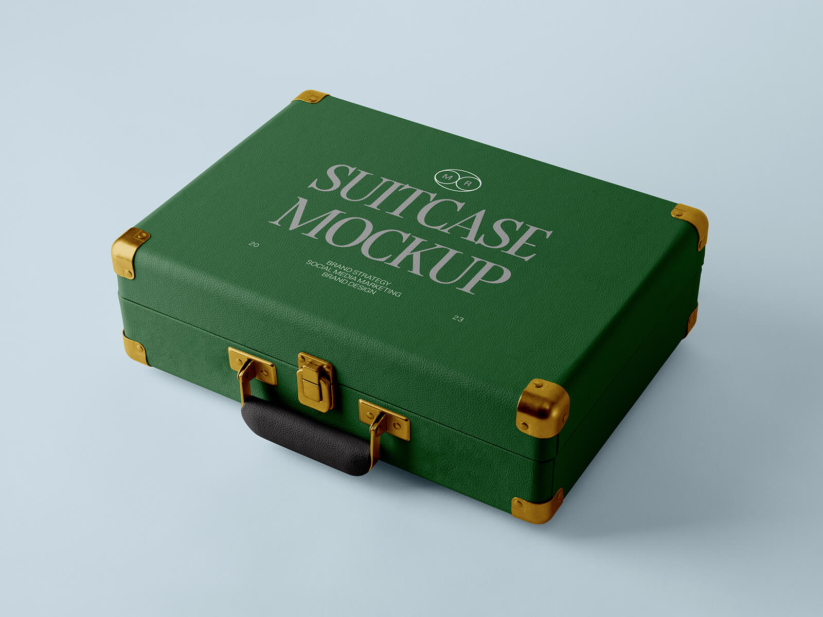 Free Perspective View Travelling Suitcase Mockup PSD