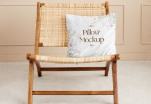 Free Pillow On Chair Mockup PSD