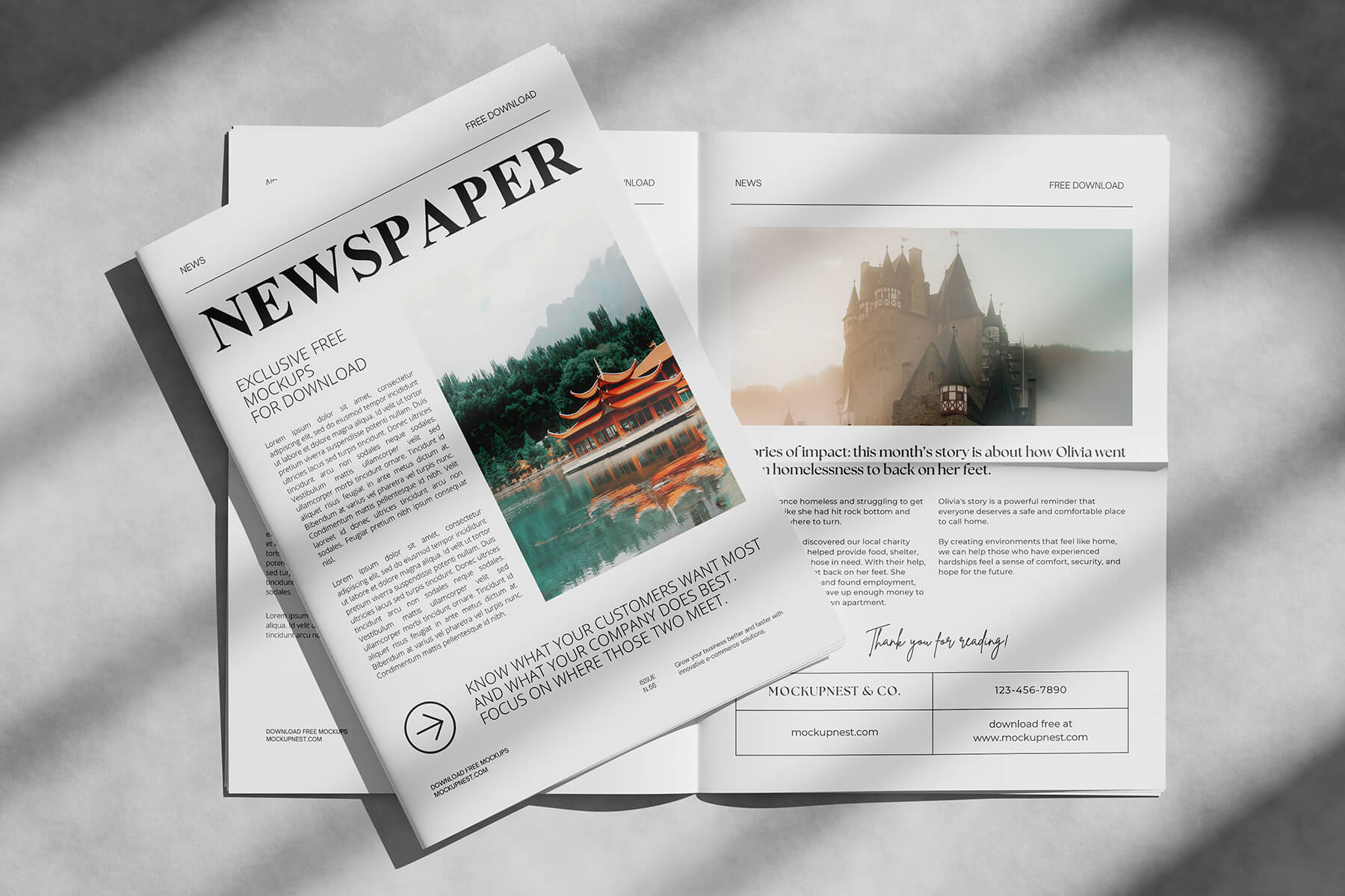 Free Premium Newspaper Mockup PSD