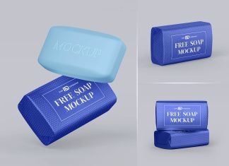 Free Soap Bar & Packaging Mockup PSD