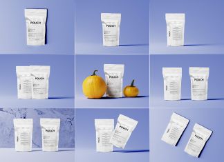 Free White Refill Plastic Standing Pouch Mockup PSD