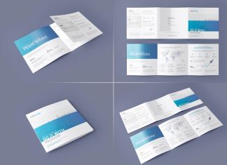 Free Square Tri-Fold Brochure Mockup PSD