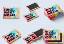 Free Rectangle Fridge Magnet Mockup PSD