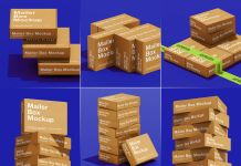 Free Stack Of Cardboard Mailer Boxes Mockup PSD