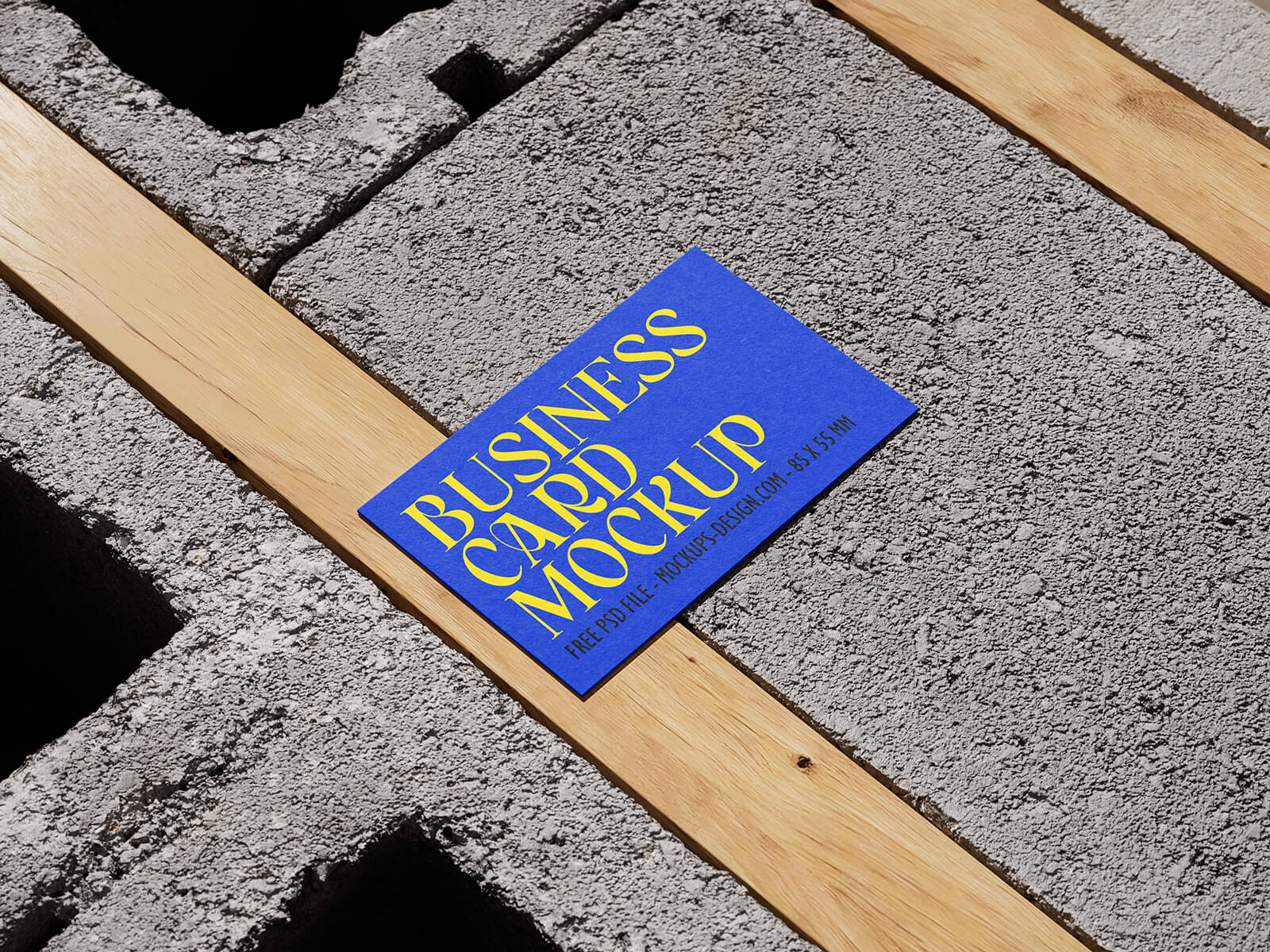 Free Concrete Brick Business Card Mockup PSD