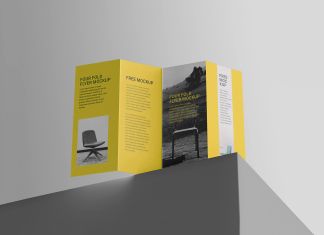 Free 4-Fold Accordion Brochure Mockup PSD