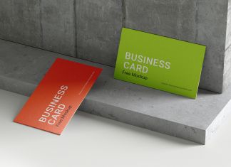 Free Concrete Wall Business Card Mockup PSD