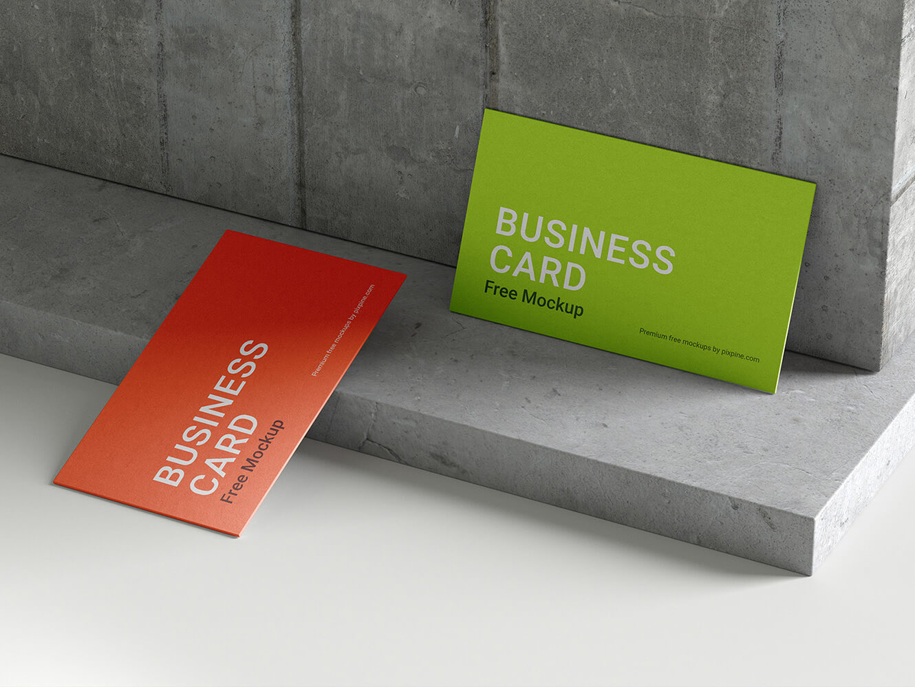 Free Concrete Wall Business Card Mockup PSD