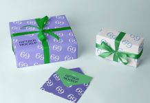 Free Envelope With Two Gift Boxes Mockup PSD