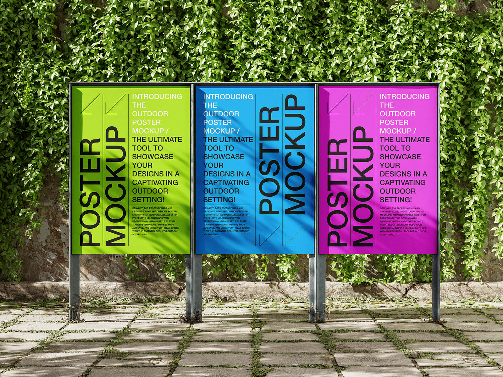 Free Lined-Up Street Poster Mockup PSD Set