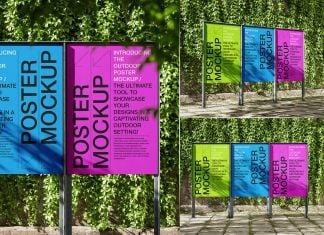Free Lined-Up Street Poster Mockup PSD Set