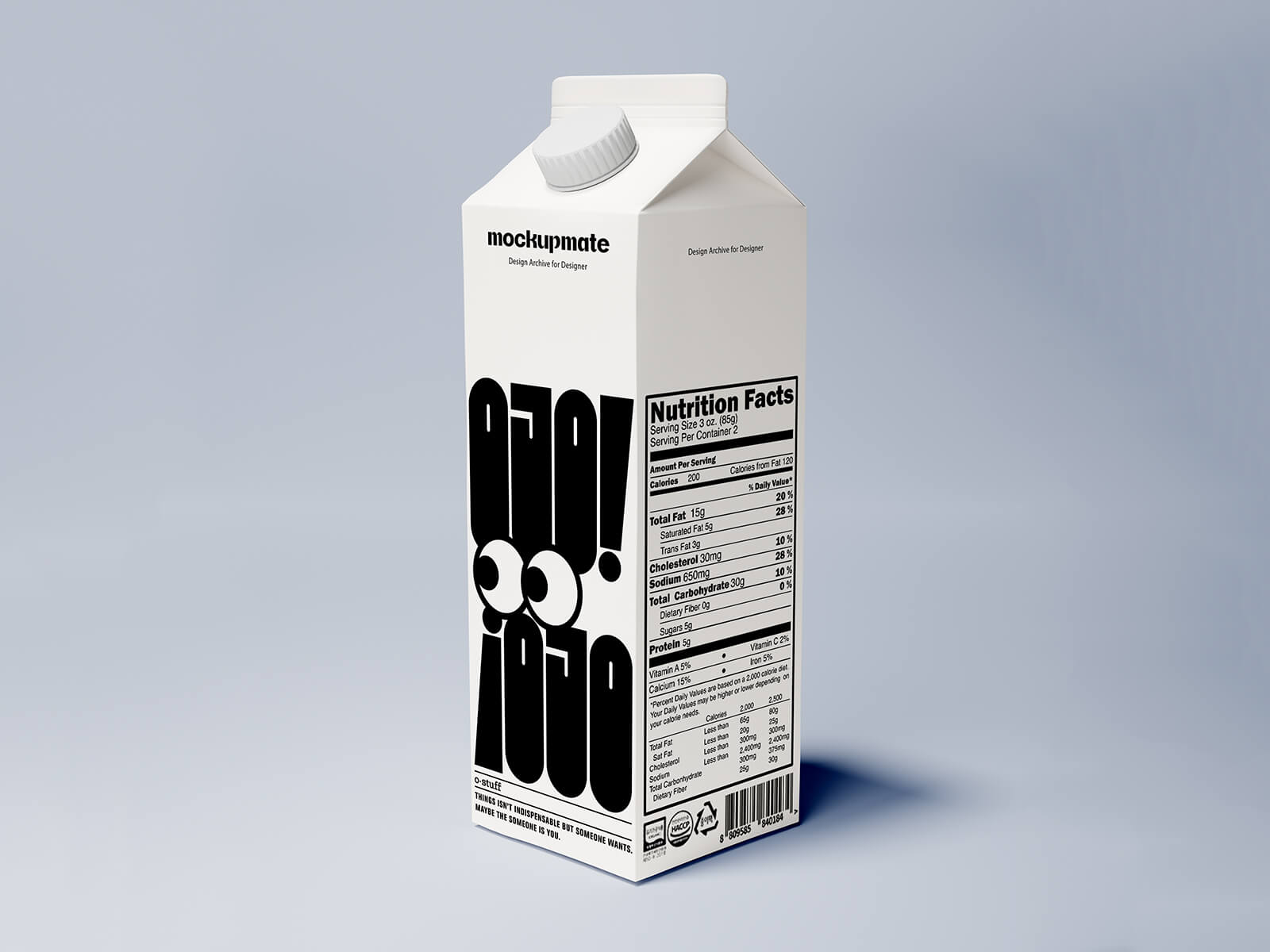 Free Milk Carton Package Mockup PSD