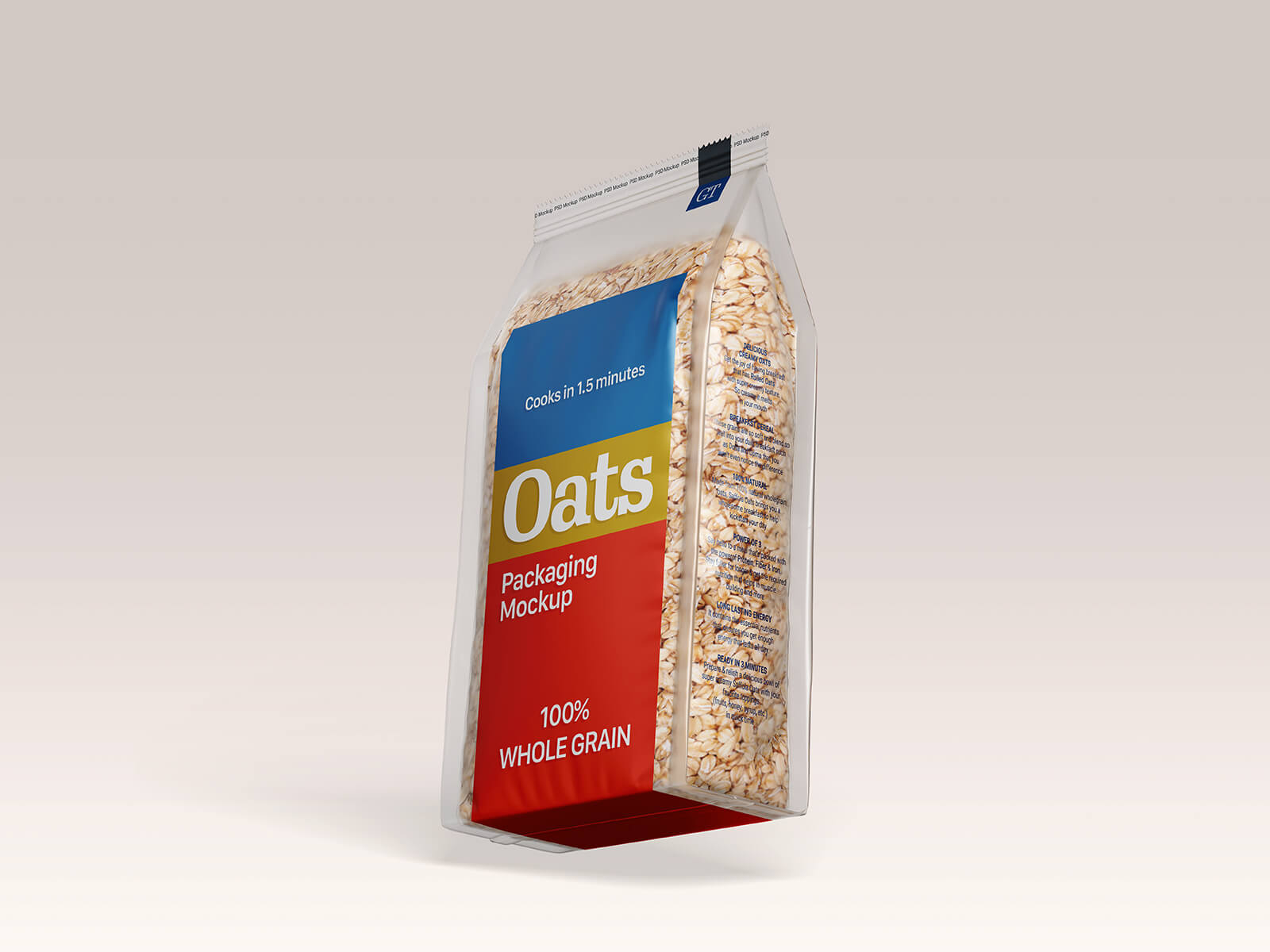 Free Oats Stand-Up Pouch Packaging Mockup PSD Set