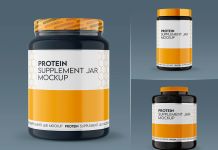 Free Protein Powder Supplement Jar Mockup PSD Set