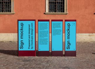 Free Vertical Information Stand Sign Mockup PSD