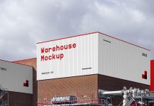 Free Warehouse Building Branding Mockup PSD