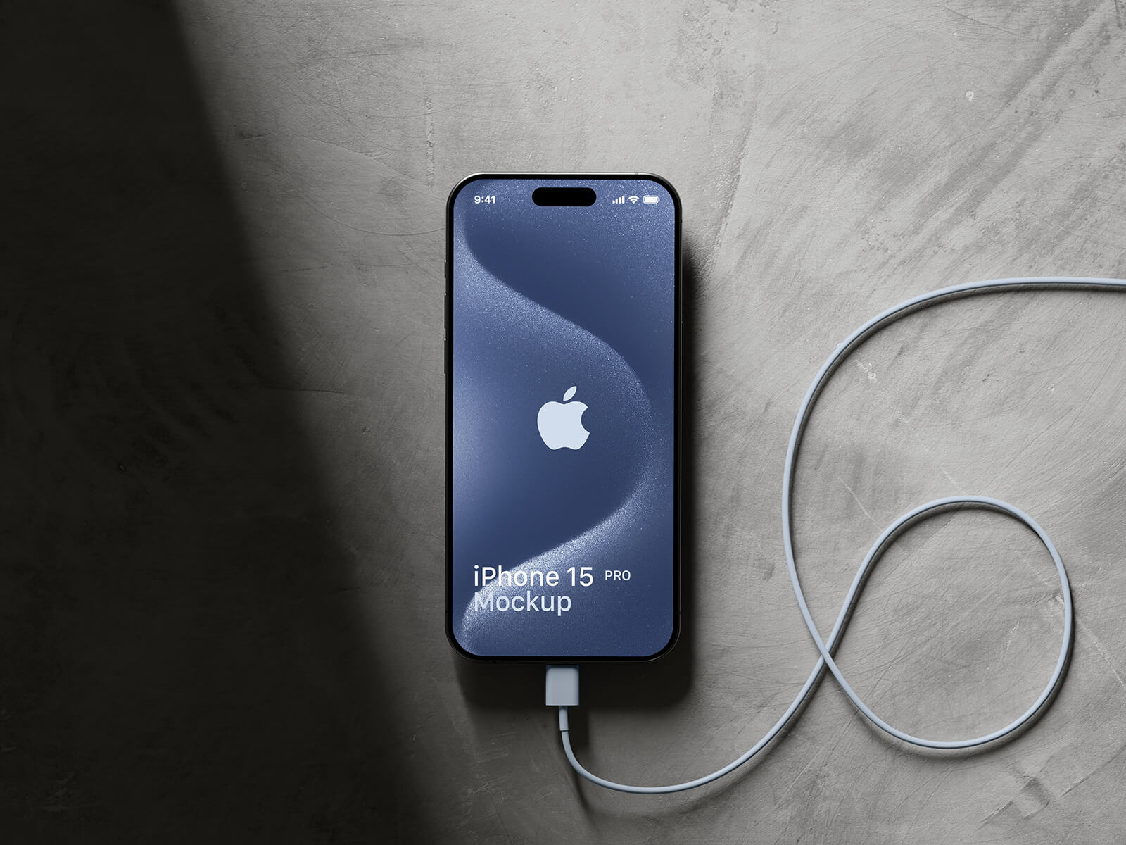 Free iPhone 15 Pro Mockup With Cable 