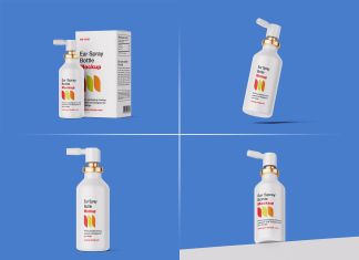 Free Ear Spray Bottle Mockup PSD