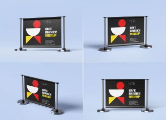 Free Outdoor Café Barrier Banner Mockup PSD