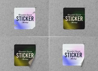 Free Rounded Sticker Mockup PSD