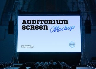 Free Auditorium Screen Mockup PSD