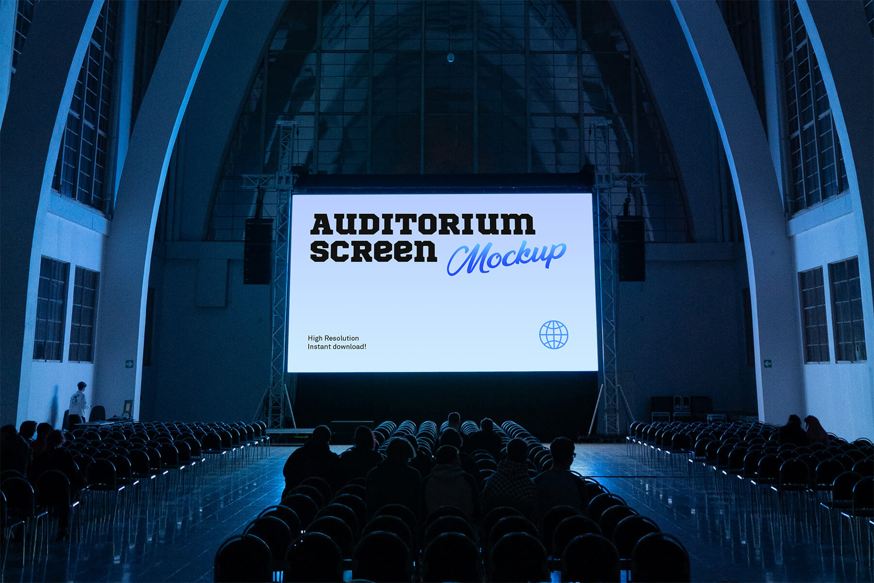 Free Auditorium Hall Screen Mockup PSD