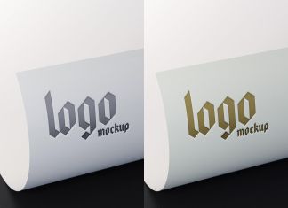 Free Metallic Silver / Gold Foil Paper Logo Mockup PSD