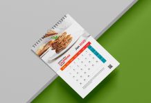 Free Monthly Wall Calendar 2025 Mockup PSD