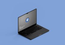 Free Perspective View M3 MacBook Pro Mockup PSD