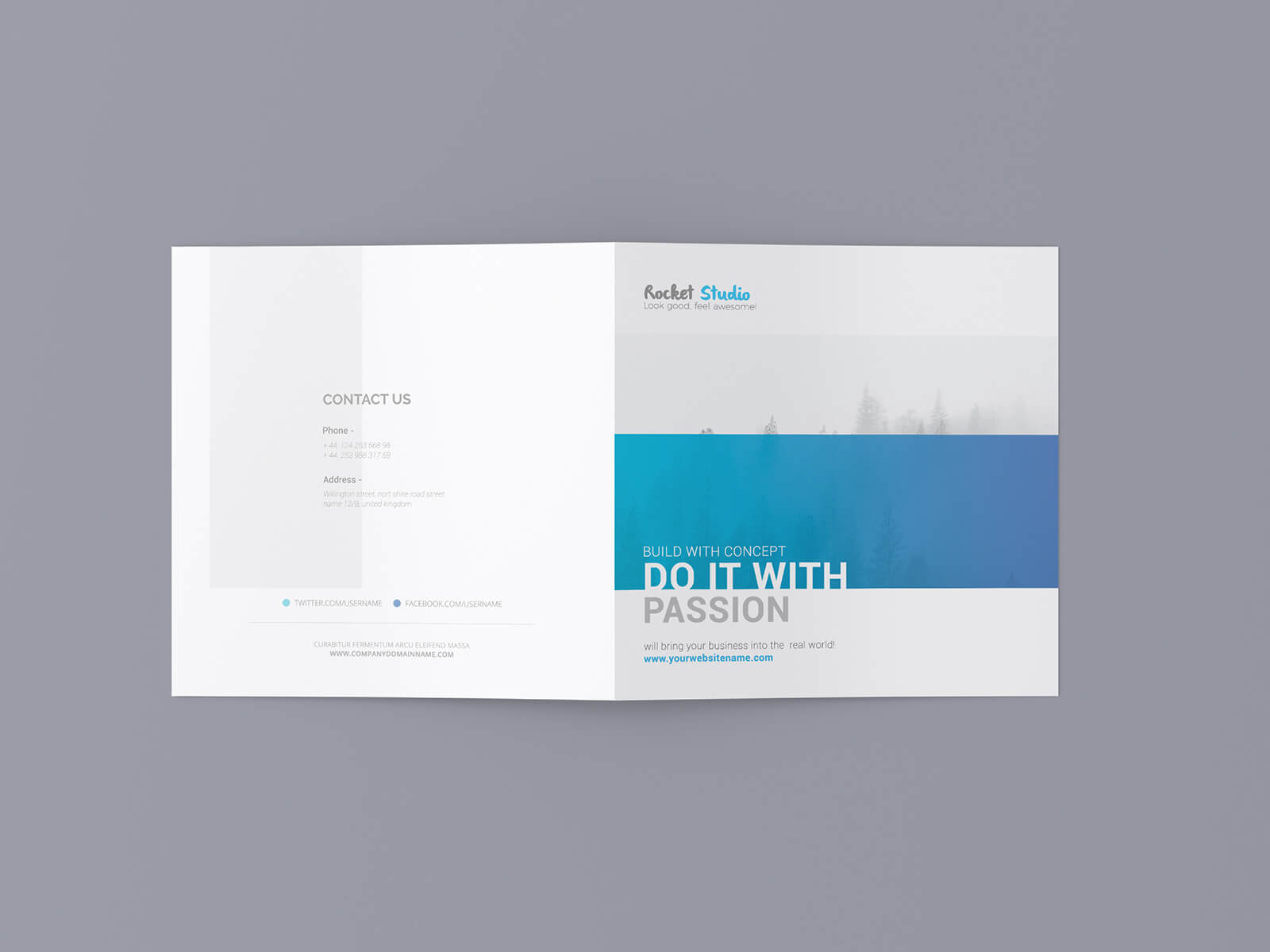 Free Square Bi-Fold Brochure Mockup PSD