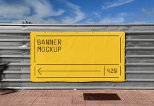 Free Steel Fence Sheet Banner Mockup PSD