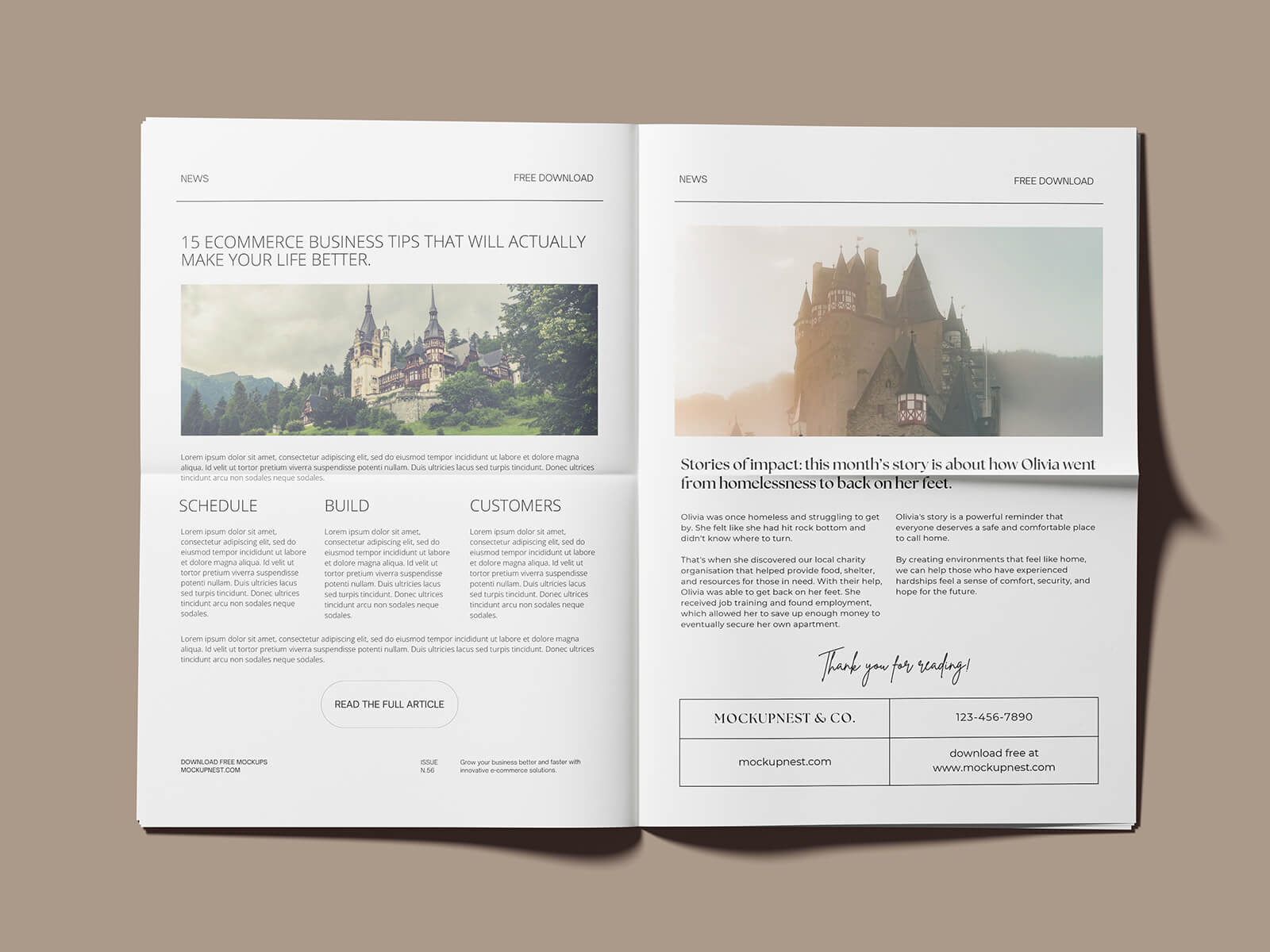 Free Title & Inner Pages Newspaper Mockup PSD Set