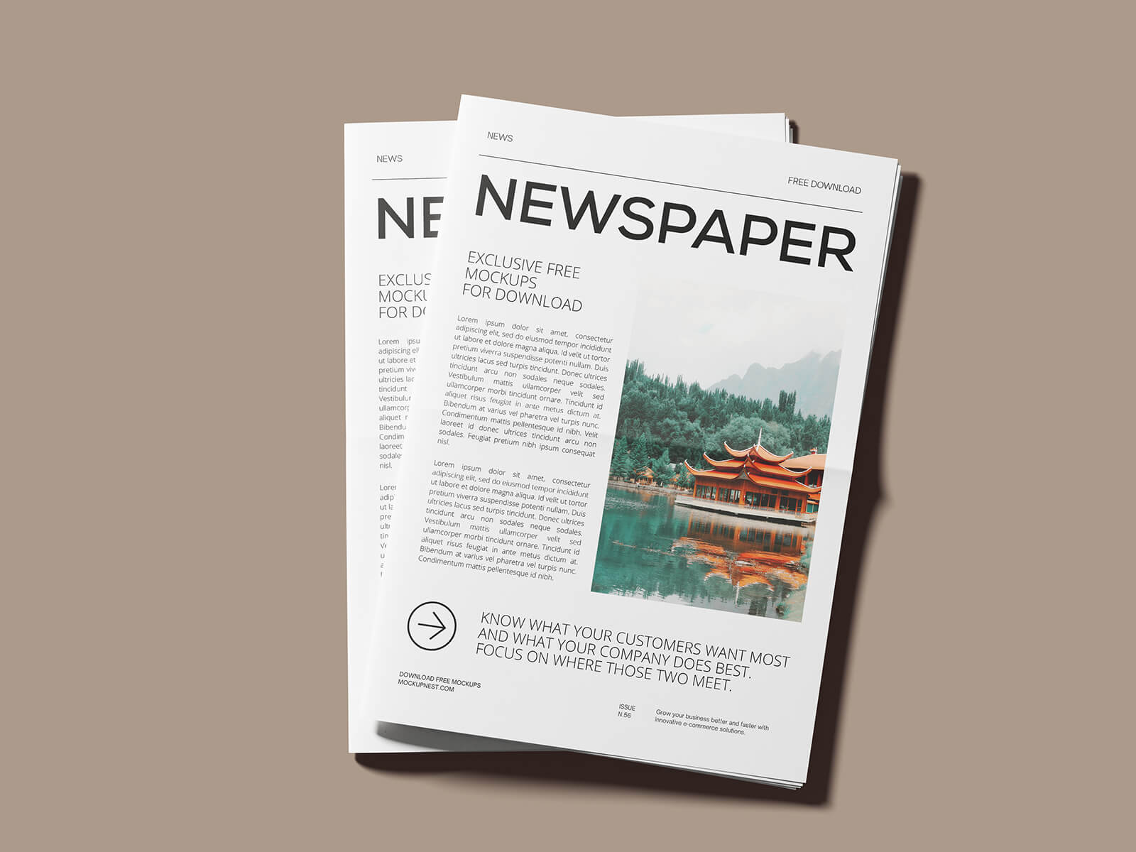 Free Title & Inner Pages Newspaper Mockup PSD Set